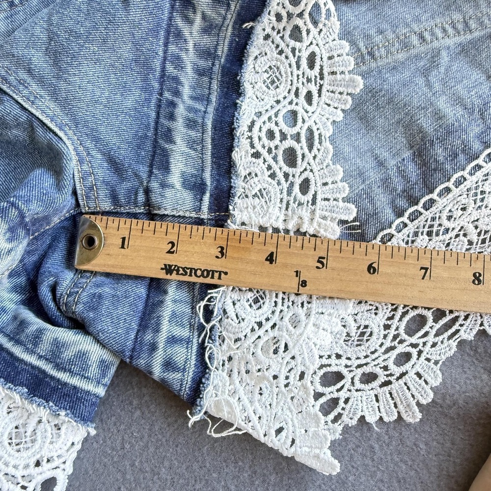 Cider Shorts Womens 4XL Blue High Rise Denim Lace Hem Cutoff Summer Plus Size - Picture 7 of 7